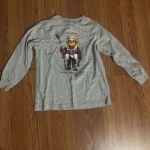 Polo Ralph Lauren Gray Kids‎ Long Sleeve Shirt Bear Ski Graphic Preppy Classic